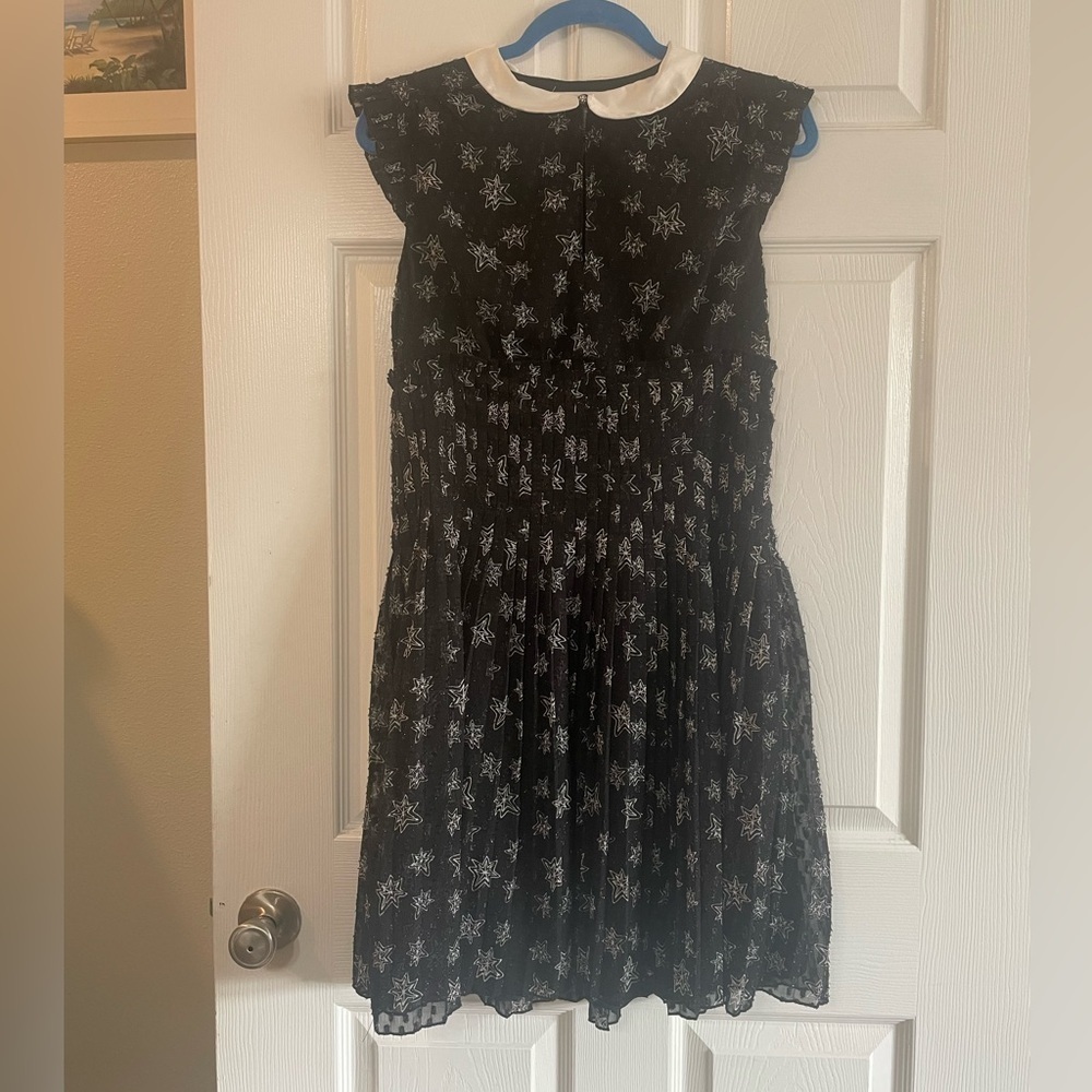 Kate Young for Target Shimmery Star Print Black Dress size small